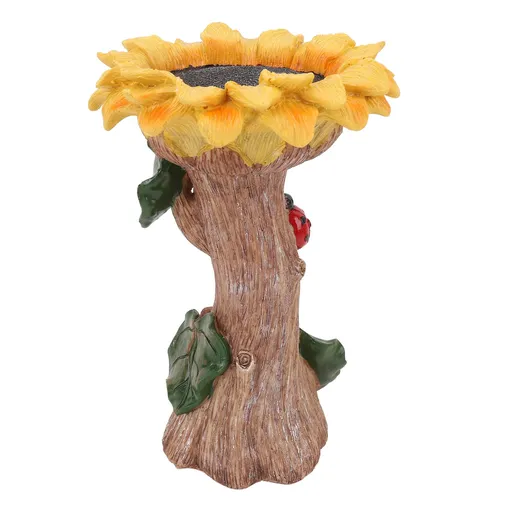 Sunflower Birdbath Resin Weather Resistant Ample Capacity Beautiful Bird Bath Feeder for Garden Yard