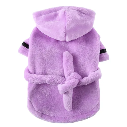 Pet Bathrobes, Pajamas ! Dog Cat Bathrobe Pet Clothes Hotel Bath Towel Pet Bathrobe Nightgown Pajamas (Army Green, L) XL Purple