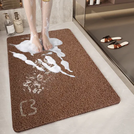 Cat Head Brown Non-Slip Loofah-Style Bathroom Mat - Quick-Dry and Soft 44*75cm