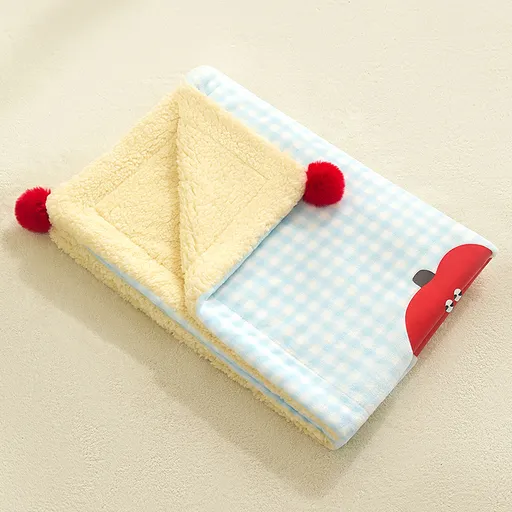 Plaid Apple Premium Soft Fleece Dog Bed Mat/Quilt (M Size 60 x 40 CM) - All-Season Reversible Warm Cat Nap Pad