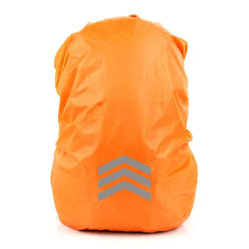Backpack Rain Cover Waterproof Oxford Cloth Backpack Protector with Reflective Strip Elastic Design Hiking Cycling Travel Cover - Orange S