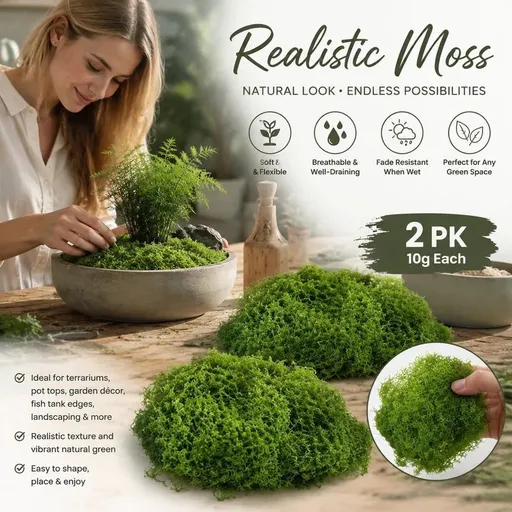 Light Green Mini Preserved String Moss Bonsai Filler Set of 2 Bags 10g