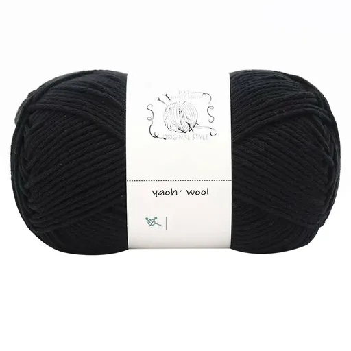1 Pack 100 g Cotton Crochet Yarn, Soft Hand Knitting Yarn for Sweaters, Scarves, Cushions and DIY Crafts, Black