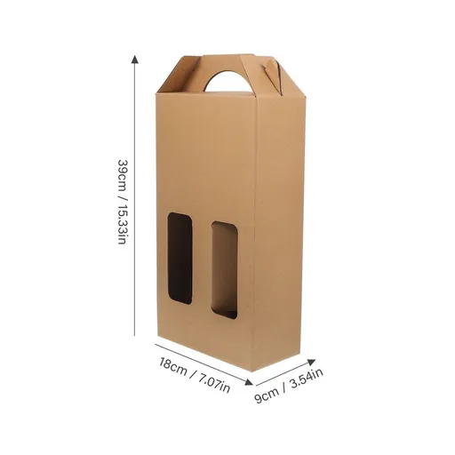 5-Pack Khaki Paper Wine Bottle Boxes with Hand-Polished Finish, Packaging Set