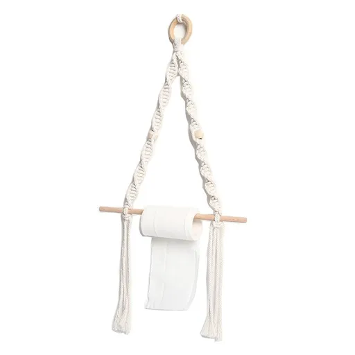2 pack Paper Towel Holder - Paper Towel Hanging for Kitchen Bathroom, Kitchen, Washroom, Hand -Woven Home Decor Wall Hanging Shelf