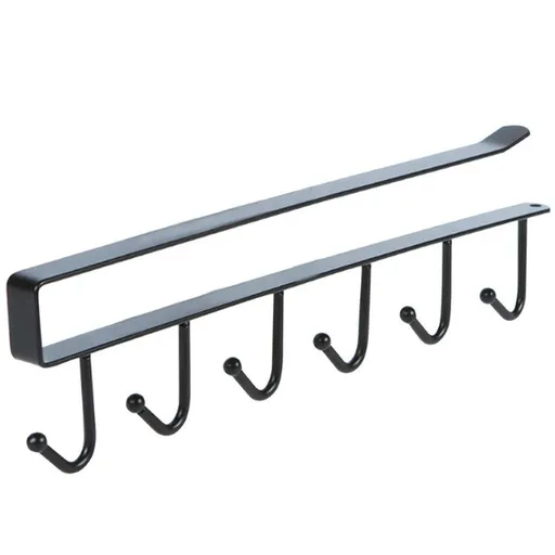 Cup Holder Under Cupboard, Under Cabinet Coffee Mug Holder, 6 Hooks Cups Storage Rack, Drilling Free Coffee Cups Holder （2pcs）