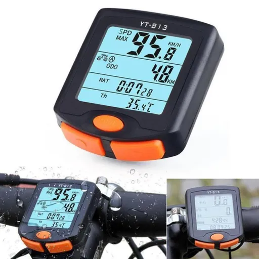 Bicycle Speedometer Cycling Odometer Speeding Alert Stopwatch Multi Function Waterproof 4 Line Display with Backlight