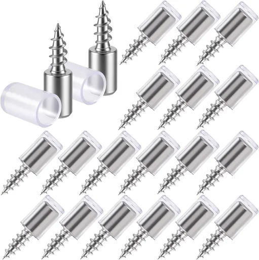 20 Pack Shelf Support Screws, Self Tapping Shelf Holder Peg with Sleeve, Cabinet Laminate Steel Support Peg Pins for Bookcases Wardrobe Clapboard- Sliver