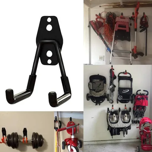 Garage Storage Utility Hooks, Heavy Duty Garage Hooks, Garage Garden Tool Organizer, Steel Wall Mount Hooks, Garden Small U Hooks, Wall Mount Hanger Organizer for Tools, 1 Pcs, 2.56x2.05x4.33 2.56" x 2.05" x 4.33" Black