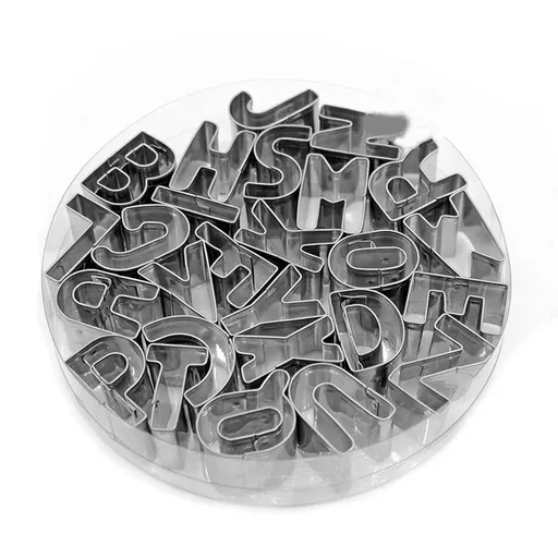 Alphabet Cookie Cutter Tool Set, 26 Pcs Stainless Steel Cookie Cutter Set, Fondant Biscuit Fruit Dough Mold Tools for Birthday Party Decorations