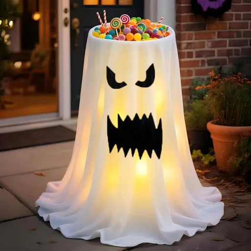 Light-Up Ghost Candy Bowl 120cm Large Capacity USB Battery Powered Indoor Outdoor Use