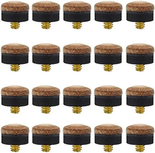 20 pieces - Pool Stick Tips - Billiard Cue Tip - Pool Cue Tips Set - 10 mm - Snooker & Pool Accessories - Billiard Cue Replacement Tips - with Screw Head - Color - Leather - Replacement for Billiard Cue and Snooker