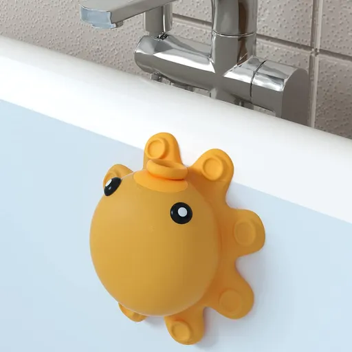 Bathroom Bathtub Overflow Drain Cover- Silicone Bath Tub Drain Cover, Tub Overflow Drain Stopper with Suction Cup Seal, Yellow