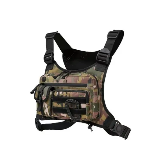 Men's Tactical Chest Rig Bag, Durable Oxford Cloth Outdoor Sports Vest Pack with V-Shaped Shoulder Straps, Multi-Pocket Storage for Hiking, Cycling, Camping, Commuting and Daily Use (Camo)