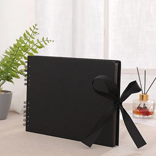 11.7x8.3 Inch Scrapbook Photo Album 40 Pages DIY Memory Book with Ribbon Closure Wedding Guest Book Anniversary Gift for Photos Paper Crafts