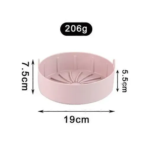 Reusable Silicone Air Fryer Pot with Non-Stick Basket Liner and Side Handles for Air Fryers, Ovens and Baking, Pink, 19 cm