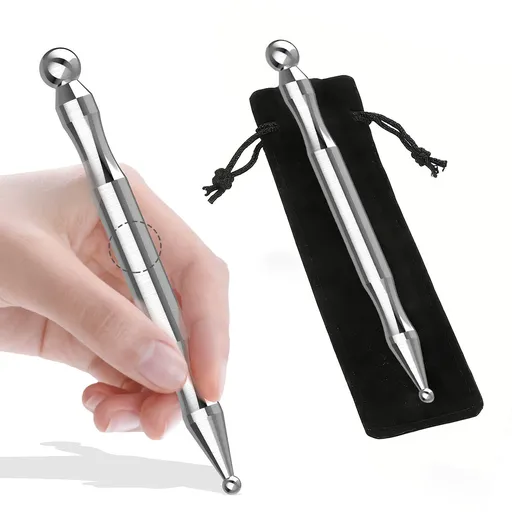 Acupressure Massage Pen with Velvet Bag 2pcs, Ear & Eye Relaxation Sticks for Muscle & Facial Massage Bamboo Section Rod + Flannel Bag