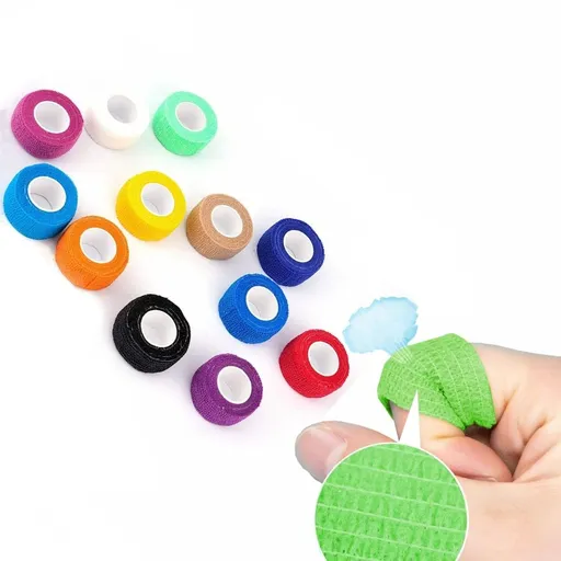 Bulk Elastic Tape -12Pcs Self Adherent Cohesive Bandages Wrap,0.98 inch x 5 Yards Self-Adhesive Gauze Wrap for Sports, Stretchy Medical Binding Bandage，Vet Wrap Bandages Tape (Mixed Colors)