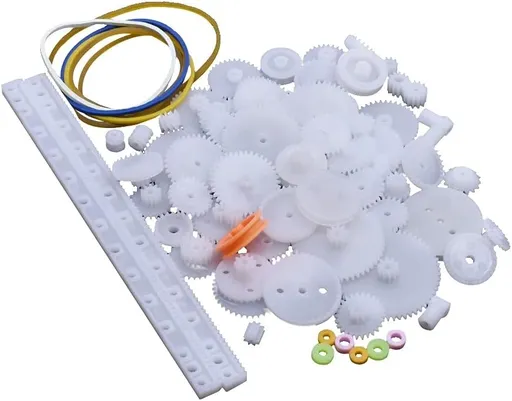 75pcs Mixed Plastic Gearbox Rack Pulley Belt Worm Gear Single & Double-Gear 8-56 Teeth DIY Tool for Robot Repair & Toy Car DIY Kit
