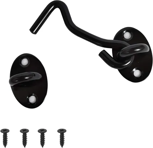 3-inch Heavy Duty Hook and Eye Latch - 1x Barn Door Lock, 4X Mounting Screws - Stainless Steel Hooks for Door, Windows, Sheds, Fences, Gates, Closets, Cabinets