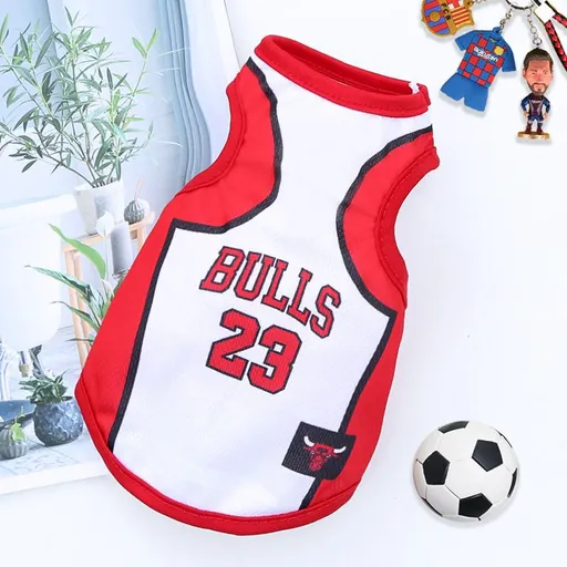 Pet Vest Polyester Soccer Basketball Style Other White Red 23rd Bulls 6xl (bust 98cm, approximately 37.5-45kg pet)