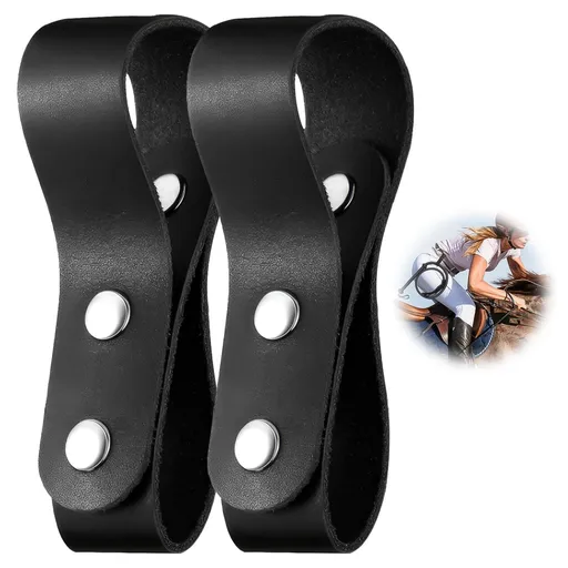 2Pcs Leather Whip Holster, Soft and Comfortable Handmade Belt Whips Holder Bullwhip Whip Loop for Lasso Rope & Whips