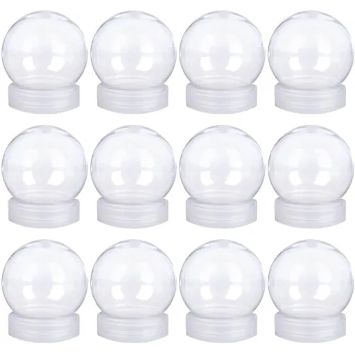 4 Pack Decorative Handicraft Snow Globe,Fillable Round Empty Ball,Transparent Plastic DIY Snow Globe,Decorative DIY Snow Globe Crafts,Display Commemorative Ball for Home Decoration