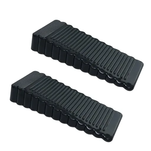 There are 2 door stops at the bottom of the door, high-quality rubber door wedges, and floor door stops for heavy duty carpet doors