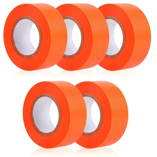 5 Pack Orange Flagging Marking Tape, 1" x 100′ Non-Adhesive Survey Ribbon Rolls, Fade-Resistant Tapes for Hunting Trail, Tree, Boundaries and Hazardous Areas (Orange)