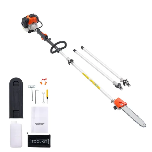Gas Pole Saw, 25CC 2 Stroke Gas Powered Pole Saws with 30.5 cm Cutting Bar, Cordless Tree Trimmer with 650ml Fuel Tank, 2.12 to 3.62 m Extendable, Powerful Chainsaw for Tree Trimming Pruning