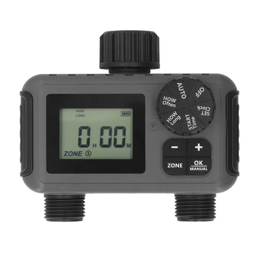 NH3/4 Inch Water Timer 2 Zone Large Screen Outdoor Sprinkler Timer Automatic Watering Garden Hose Faucet Timer with Rain Sensor Port