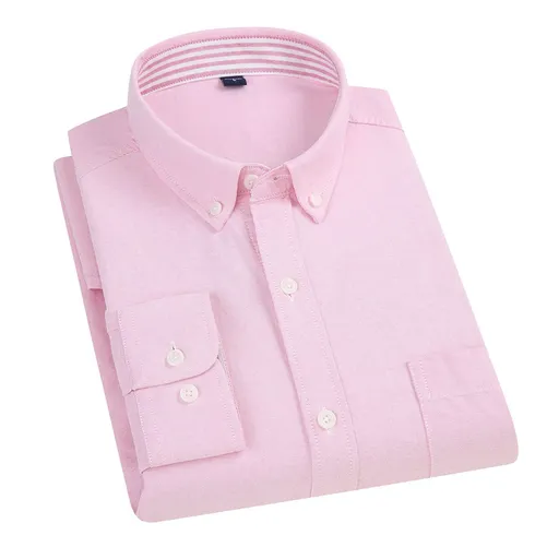 East Rain Men Cotton Long Sleeve Shirt Pink 40/L