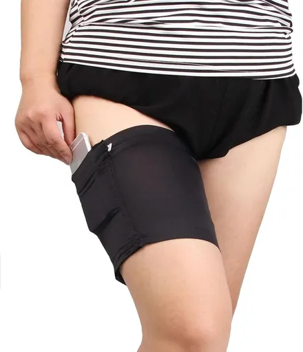 Thigh Sock Strap,Anti-Slip Phone and Credit Card Holder - Thicken Women Thigh Garter Purse for Phone Security