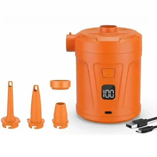 Outdoor Camping Digital Electric Air Pump, 5200mAh Built-in Battery, for Air Mattresses and Swim Rings - Orange