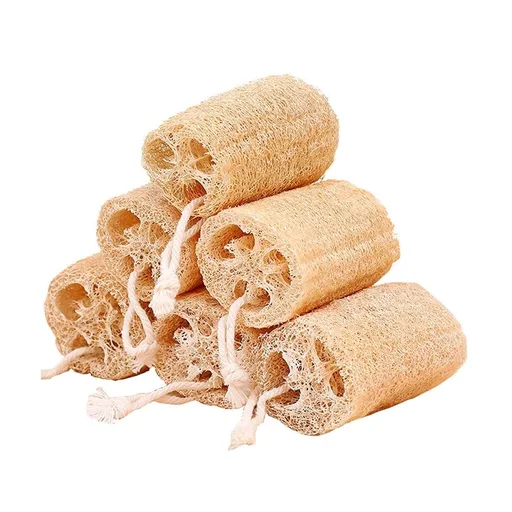 Natural Loofah Sponge Set,6 Pcs Organic Exfoliating Body Scrubber for Shower and Bath,3.15in Fiber Scrubber for Men and Women