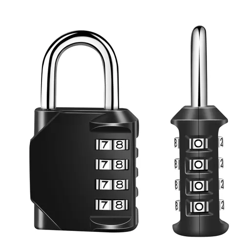 Combination Lock, 4 Digit Padlock for School Gym Sports Locker, Fence, Toolbox, Case, Hasp Cabinet Storage (2 Pack, Black)