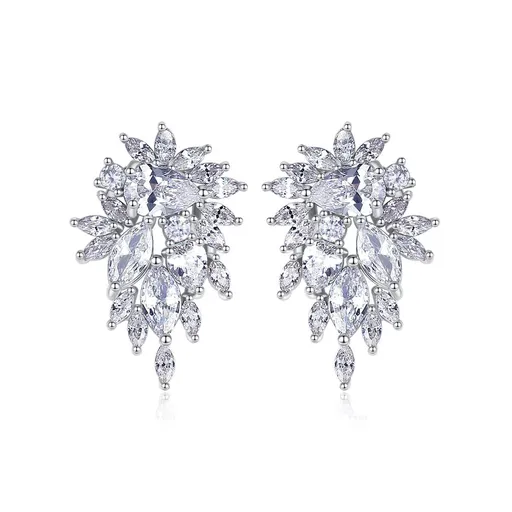 Wedding Earrings for Brides,Cubic Zirconia Bridal Earrings, Rhinestone Cluster Stud Earrings for Women Prom Party Jewelry Gifts