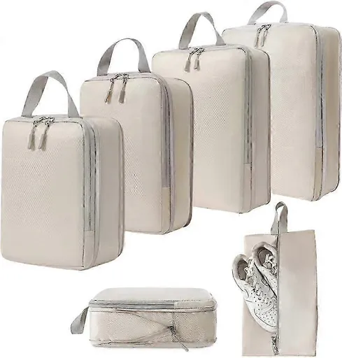 6pcs Packing Cubes Set Compression Bags & Organizers for Travel Suitcases