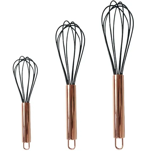 Whisk Commercial Whisks Stainless Steel & Silicone Non-Stick Coated Small Whisk Set Kitchen Wisk Wire Whisks for Cooking 3 Pack