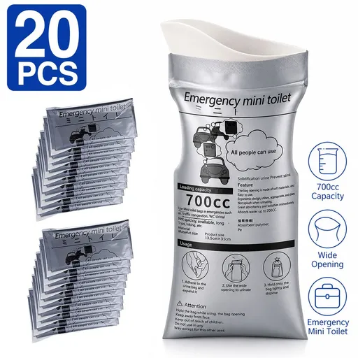 20Pcs 700ml Portable Emergency Urine Bags Unisex Travel Toilet Bags for Car Camping and Road Trips