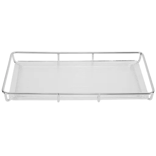 Bathroom Countertop Tray Stainless Steel Acrylic Modern Minimalist Design Space Saving Bathroom Storage Shelf Vanity Tray for Cosmetics Living Goods Silver Single Layer Large Size