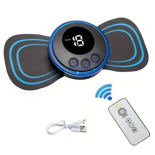 Foot Back and Neck Massager with 8 Modes, Small, for Pain Relief for Home Travel Fitness Room （1 Host 1 Pads）