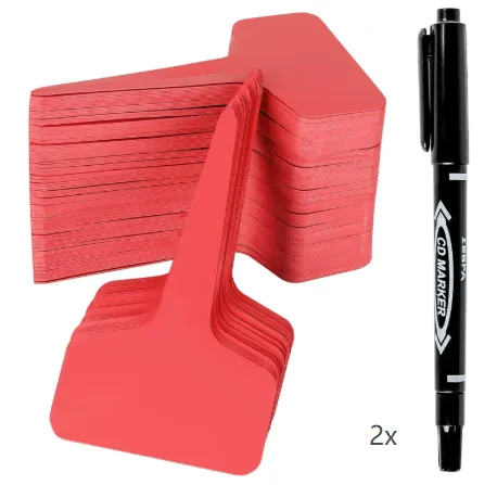 Red 200 Pack Waterproof Plant Labels T-Type Garden Tags with 2 Marking Pens for Succulents Flowers Seedlings and Aussie Home Gardening Identification