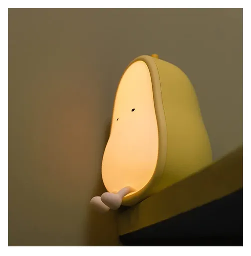Night Lights for Kids USB Rechargeable Lamps, BPA-Free ABS+Silicone Bedside Lamp for Breastfeeding,Color Changing, Yellow Pear