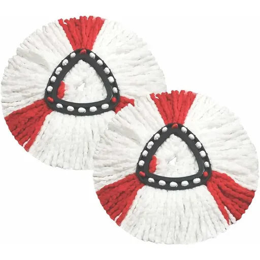 2 Pack Mop Heads Compatible With Vileda 2 In 1 Turbo Mop Replacement Head, Microfiber, Red, White.