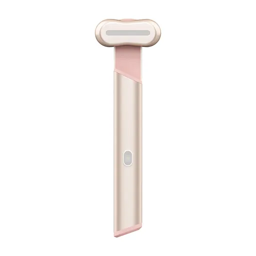 Rose Gold Electric Eye Massager Pen with Red & Blue Light Therapy - Heated Vibration Wand