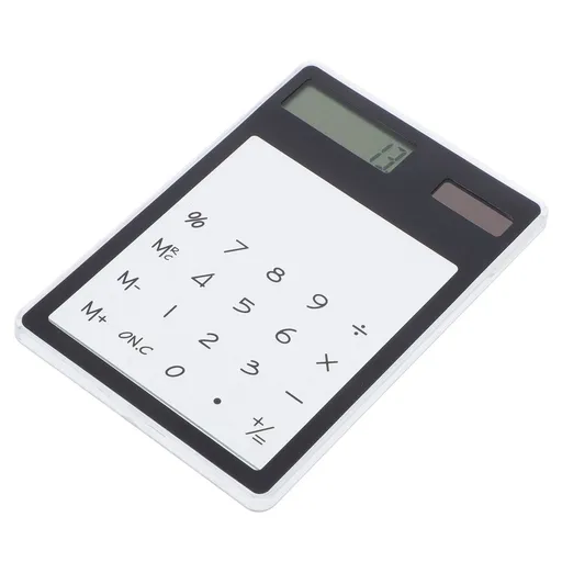 Solar Powered Calculator with Transparent , Black Office Desk Calculator, 1