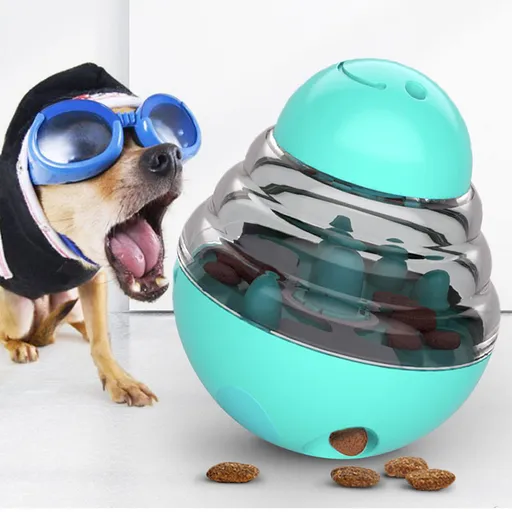 Interactive Dog Puzzle Feeder with Adjustable Food Dispensing Holes(Blue)