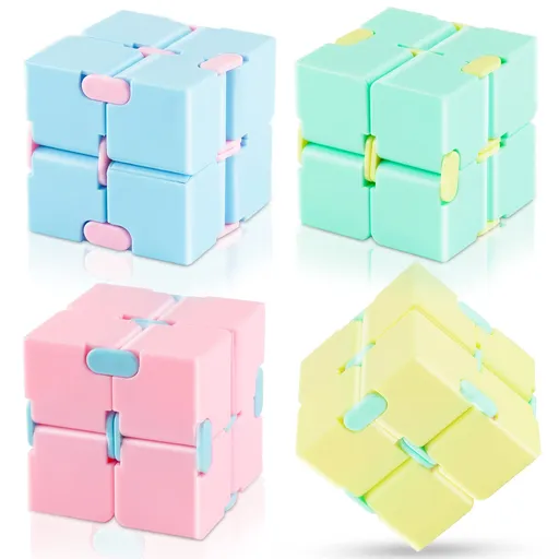 Cube Toy 4 Pack Puzzle Cube Toy for Kids Adult Stress Anxiety Relief Magic Puzzle Flip Toy for ADHD Finger Cube Preschool