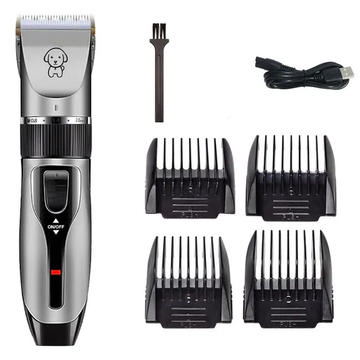 Pet Hair Clipper Lightweight USB Rechargeable Low Noise 5-Level Adjustable Titanium Ceramic Blade Black
